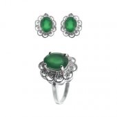 Set din argint cu pietre de calcedonia verde