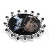 Brosa - Pandantiv din argint cu jasp si blue topaz