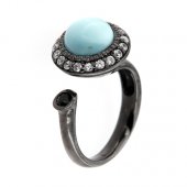 Inel din argint cu larimar si spinel