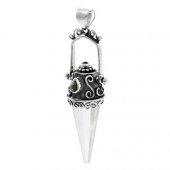 Pandantiv din argint - Amuleta din cristal de cuart de stānca si peridot