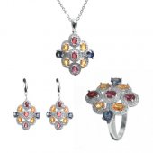 Set din argint cu rubin, safir