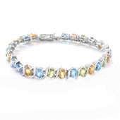 Bratara din argint cu citrin, topaz bleu si peridot