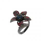 Inel din argint cu london blue topaz, rubin, safir și smarald