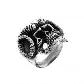 Inel din argint skull coarne