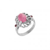 Inel din argint cu turmalină roz și rubin