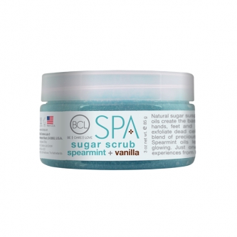 BCL SPA Spearmint + Vanilla Sugar Scrub cu ingrediente certificate organic  90 ml (3 oz)