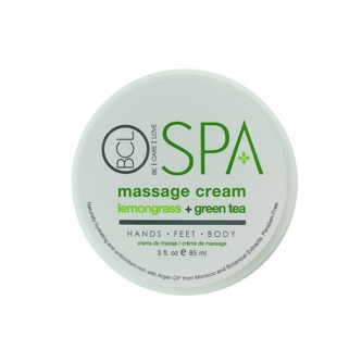 BCL SPA Lemongrass + Green Tea Massage Cream cu ingrediente certificate organic 90 ml (3 oz)