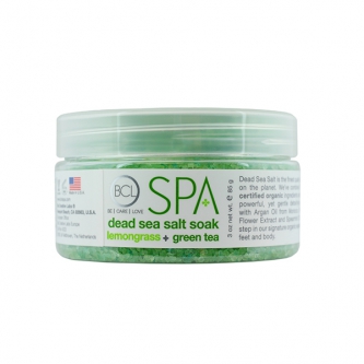 BCL SPA Lemongrass + Green Tea Dead Sea Salt Soak cu ingrediente certificate organic 85 g (3 oz)