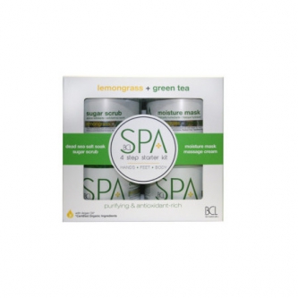 BCL Spa Lemongrass + Green Tea cu ingrediente certificate organic Starter Kit 4 x 450 g (4 x 16 oz)