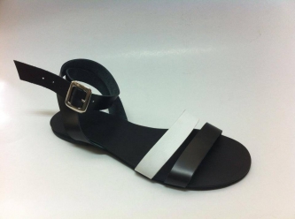 Sandale de dama din piele double stripe Black&amp;White