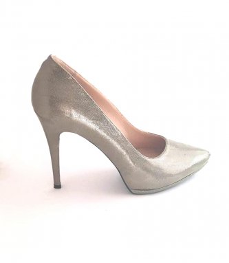 Pantofi Mihai Albu din piele metalizata Grey Strap