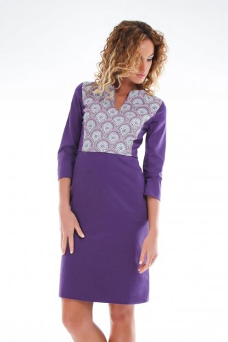 Rochie office violet cu buzunare