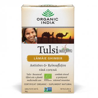 Ceai Tulsi (Busuioc Sfant) cu Lamaie si Ghimbir - Antistres Natural & Reinsufletire