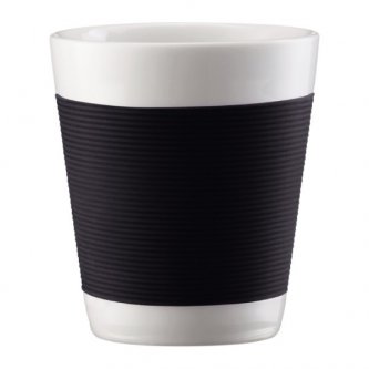 Cana cu perete dublu portelan (set 2 buc.) - Bodum Canteen Black Double Wall 100 ml Mug