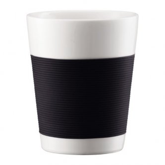 Cana cu perete dublu portelan (set 2 buc.) - Bodum Canteen Black Double Wall 200 ml Mug