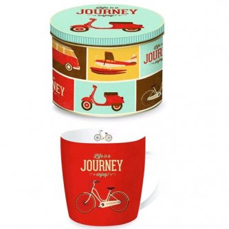 Cana portelan - Life Is A Journey Enjoy With Retro Travel Bicycle Mug