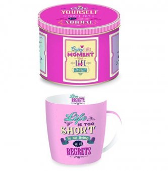 Cana portelan - Life Is Too Short Mug In Tin Gift Box