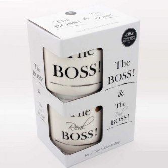 Set 2 cani haioase - The Boss &The Real Boss Stack Mugs