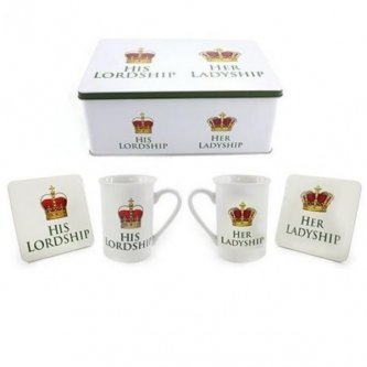 Set cani haioase in cutie cadou - Lord & Ladyship Mug & Coaster Tin