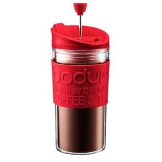 Cafetiera cu infuzor pentru voiaj - Travel Press Coffee & Tea Maker 350 ml with extra lid-Red