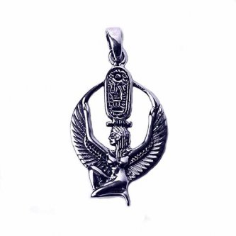 Pandantiv egiptean argint Zeita Isis cu hieroglife
