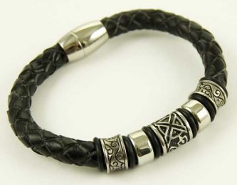Bratara piele si otel inoxidabil Celtic
