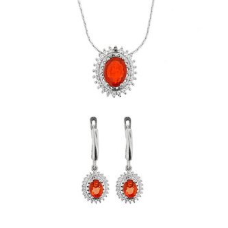Set din argint cu opal de foc