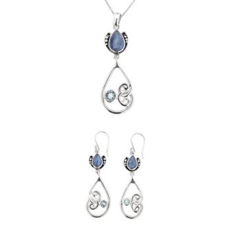 Set din argint cu topaz bleu si cianit