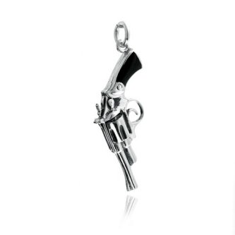 Pandantiv din argint cu scoica neagra - Pistol
