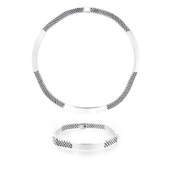 Set din argint cu model īmpletit