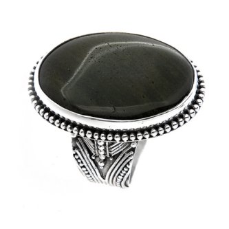 Inel din argint cu obsidian