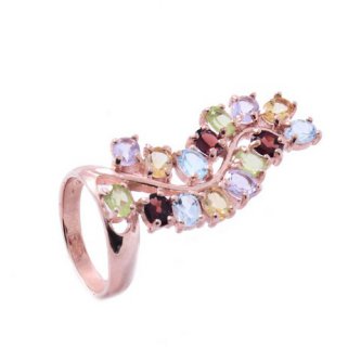 Inel din argint cu topaz, citrin, granat, peridot, ametist