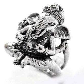 Inel din argint cu Ganesha