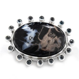 Brosa - Pandantiv din argint cu jasp si blue topaz