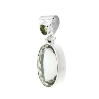 Pandantiv din argint cu peridot si cuart verde