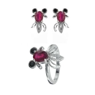 Set din argint cu rubin si safir