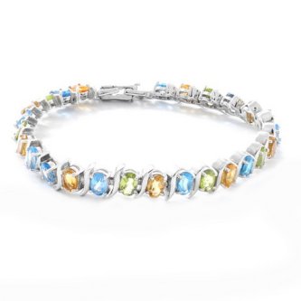Bratara din argint cu citrin, topaz bleu si peridot