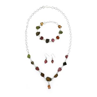 Set din argint cu turmaline multicolore