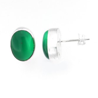 Cercei din argint cu agat verde