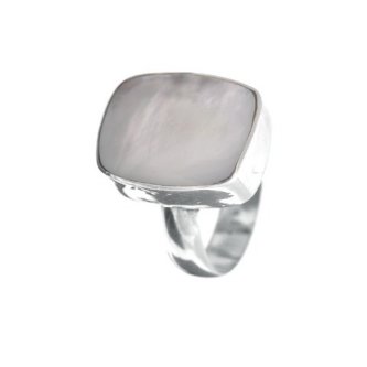 Inel din argint cu sidef alb - mother of pearl