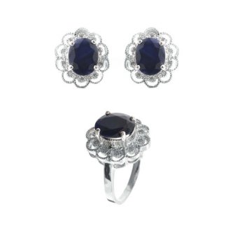 Set din argint cu safir
