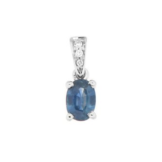 Pandantiv din aur alb cu safir și diamante naturale