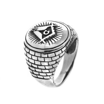 Inel din argint Compasul și Echerul masonic