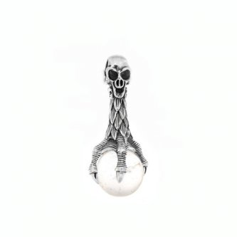 Pandantiv din argint Skull, cuarț de stâncă