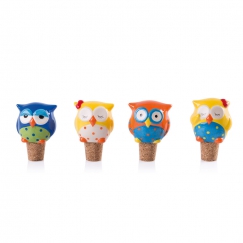 Set 4 dopuri pentru vin, model bufnita